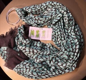 Vera Bradley Scarf Wrap Fringe Floral Shower Vines Oblong 70x27" Beachy New NWT